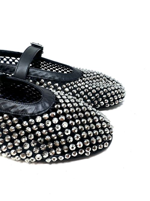 Ballerina donna con strass e cinturino IL LACCIO | 5860RETEBLACK/SILVER